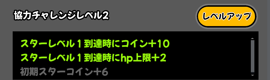 キャラクターの協力チャレンジレベル